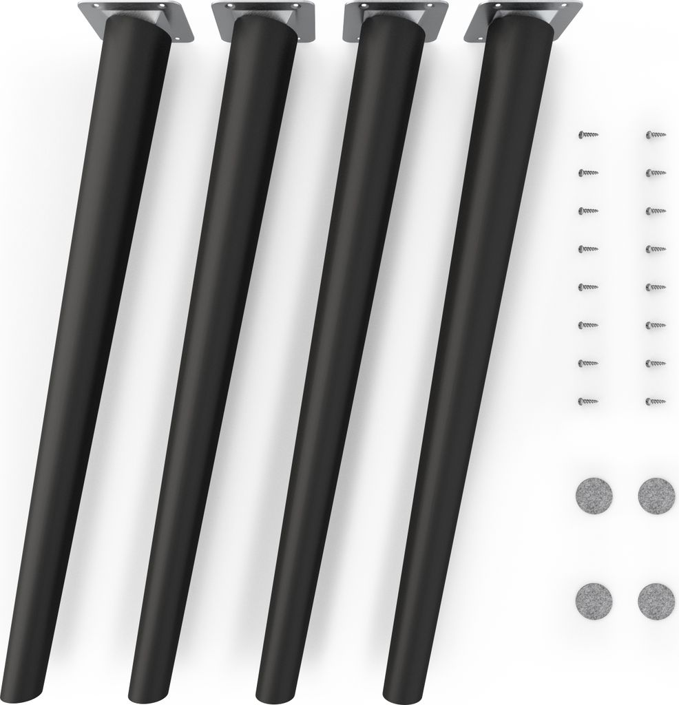 4x sossai Holzfüße Schwarzmatt - schräge Ausführung 45cm Produktbild 