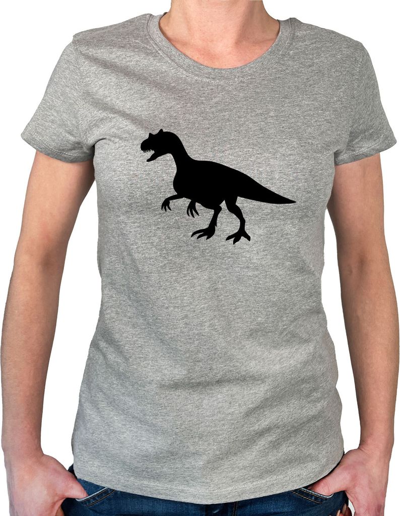 Huuraa Damen T-Shirt Allosaurus Dinosaurier L Sport Grey Bio Baumwolle Fairtrade Damenshirt Geschenkidee