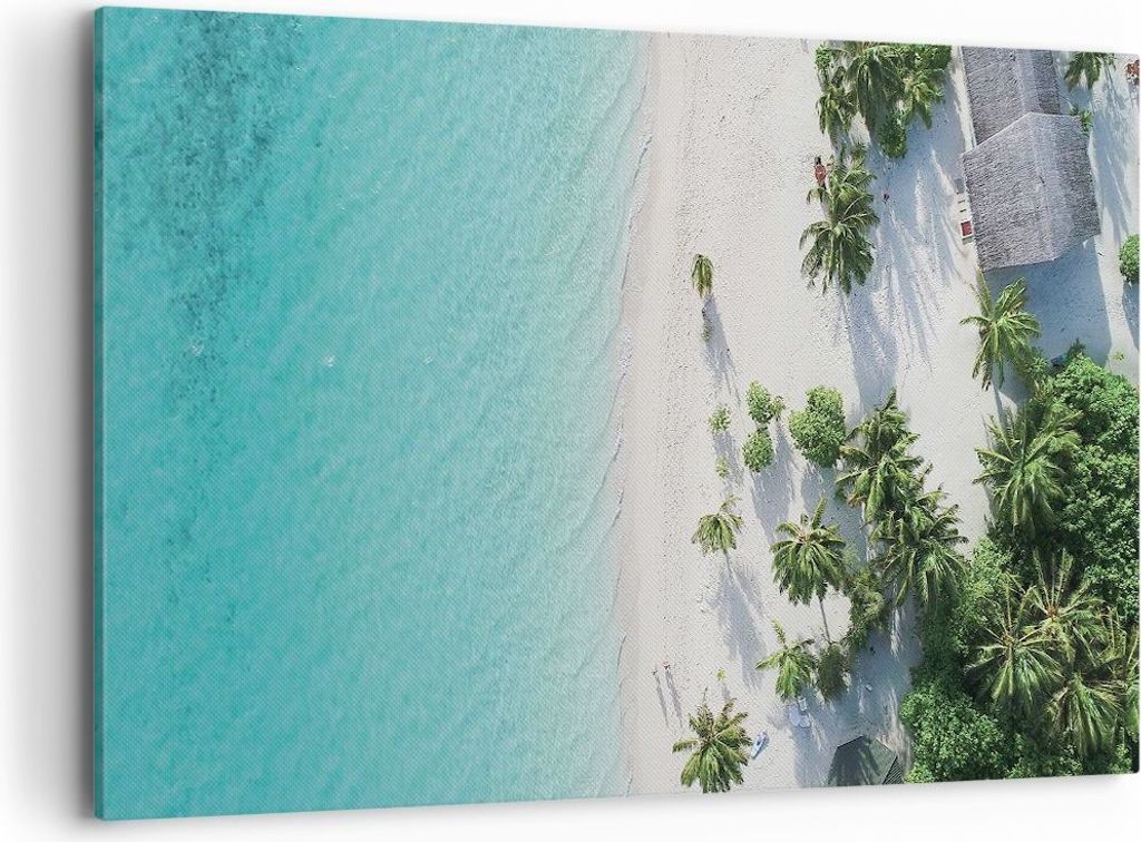Bild auf Leinwand - Leinwandbild - Einteilig - Luftaufnahmen himmlisch Strand - 120x80cm - Wand Bild - Wanddeko - Wandbilder - Leinwanddruck - Bild...