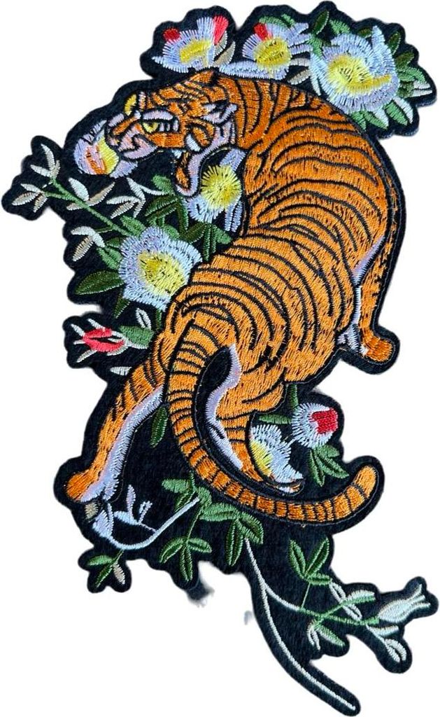 Tiger White Flowers XL Emblem Patch Set 2 Stück L+R