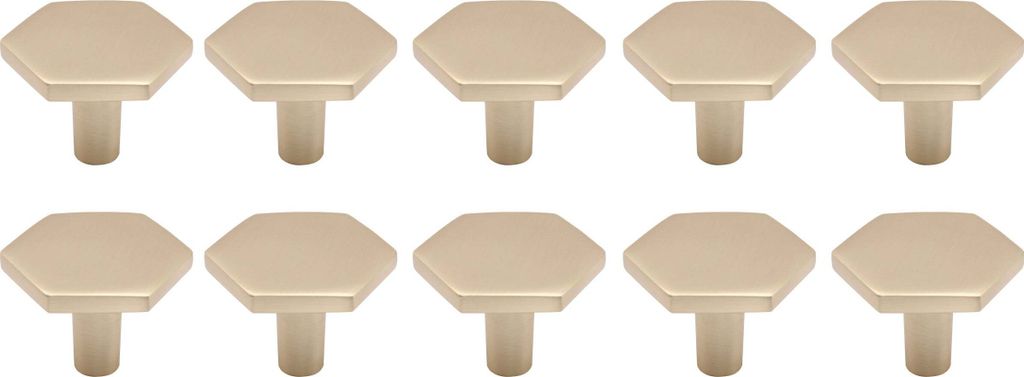 Natural Goods Berlin Möbelgriff HEXAGON, Möbelknopf, Schrankgriff, Knauf für Schublade und Tür, Gold, 10 Stück