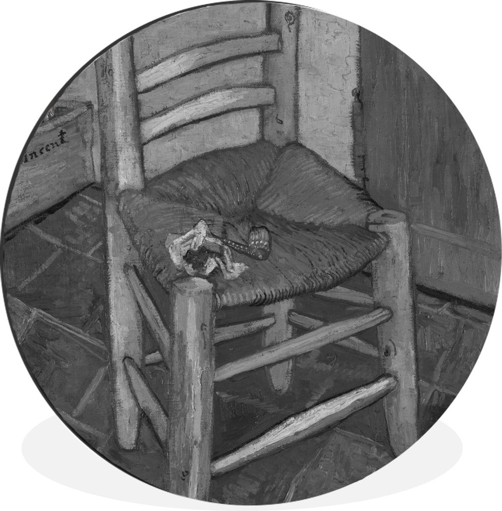 MuchoWow Aluminium Wandkreis Van Goghs Stuhl - Vincent van Gogh - Schwarz - Weiß Ø 30 cm Wanddeko Modern Wohnzimmer - Wand Bild - Wohnzimmer - ...