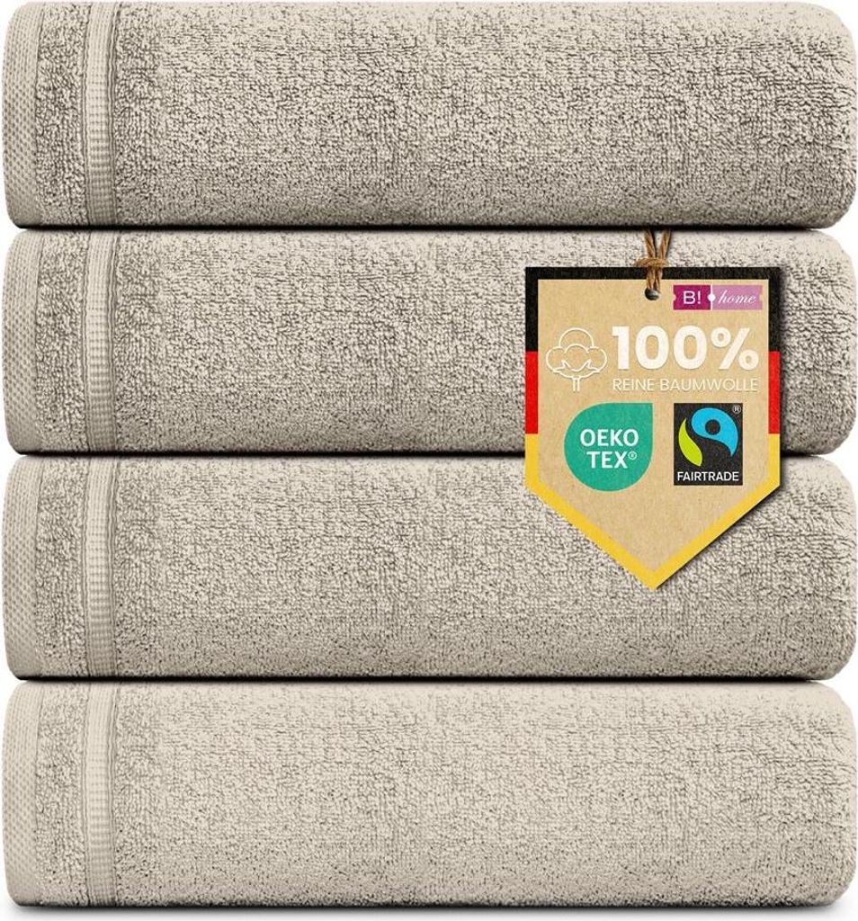 4er Set Gästehandtücher Plain grau-beige 30x50 : Grau-Beige : 30x50