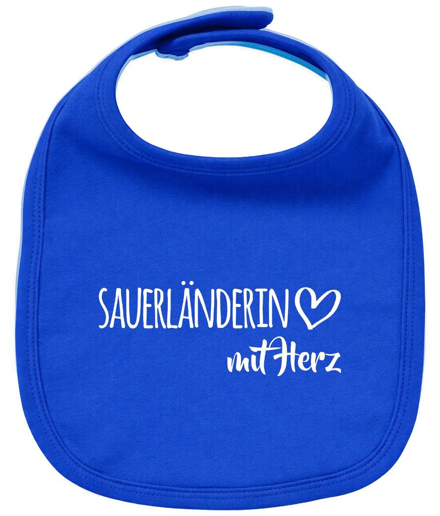 Huuraa Baby Lätzchen Sauerländerin mit Herz Royal Blue Klettverschluss Baumwolle Latz Geschenkidee