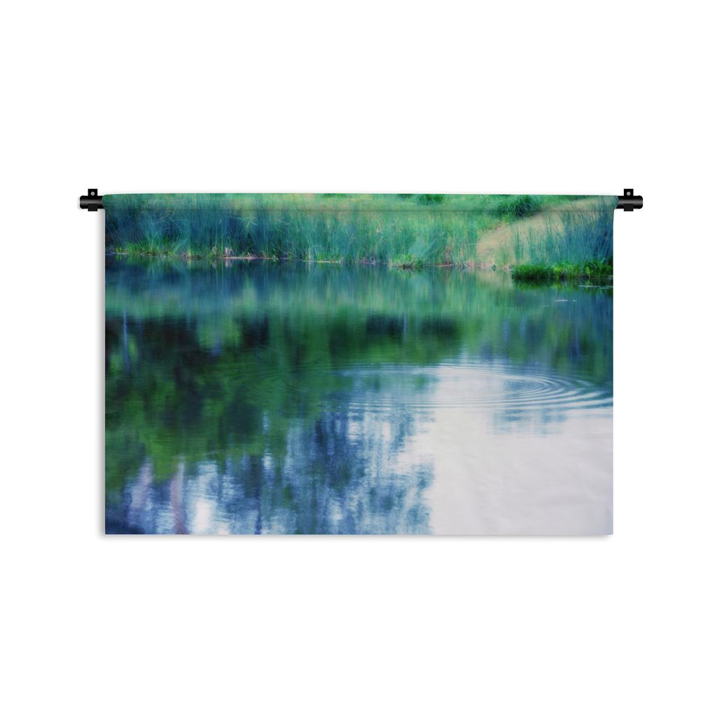 MuchoWow Wandteppich Wandbehang Spiegelung im Wasser im europäischen Garten von Monet in Frankreich. 120x80 cm Tapisserie Dekoration Wandtuch - ...