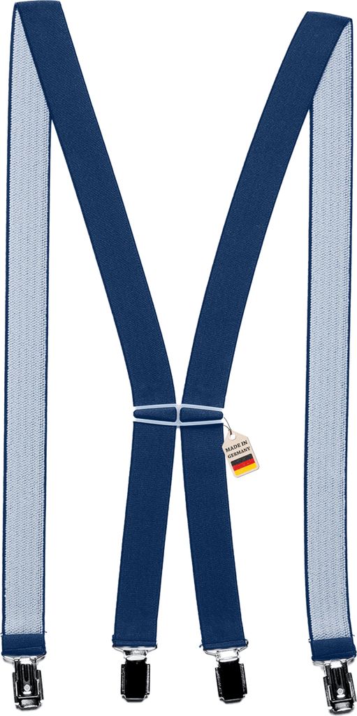 Hosenträger Uni 2,5 cm X-Form mit 4 robusten Clips Damen und Herren (blau)