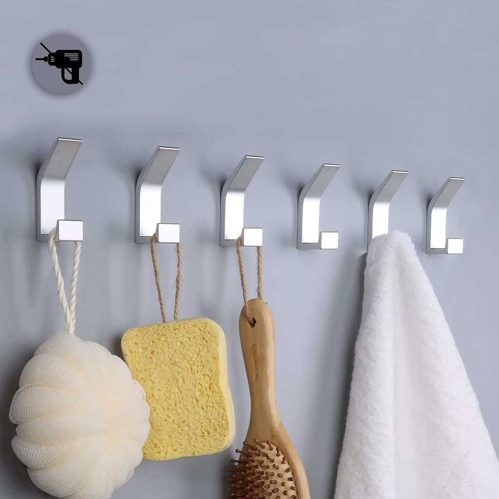 Stück doppelseitige, selbstklebende Aluminiumhaken, für Bad, Küche oder Kleiderschrank, silberfarben