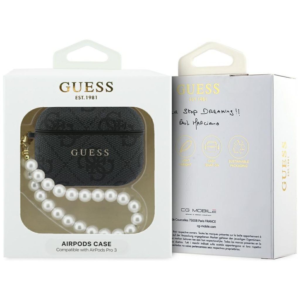 Kryt puzdra AirPods Pro 3 Guess z umelej kože sivé logo Obrázok produktu 