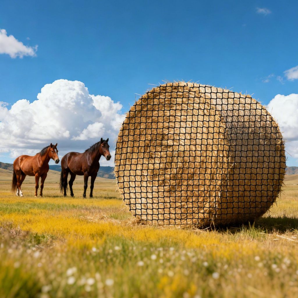 VEVOR Rundballen-Heunetz, 1,8x1,8x1,8 m, Maschenweite 38,1x38,1 mm, PE-Material, knotenloses Design, inkl. Kabelbindern, Nadelschiffchen, Reparatur...