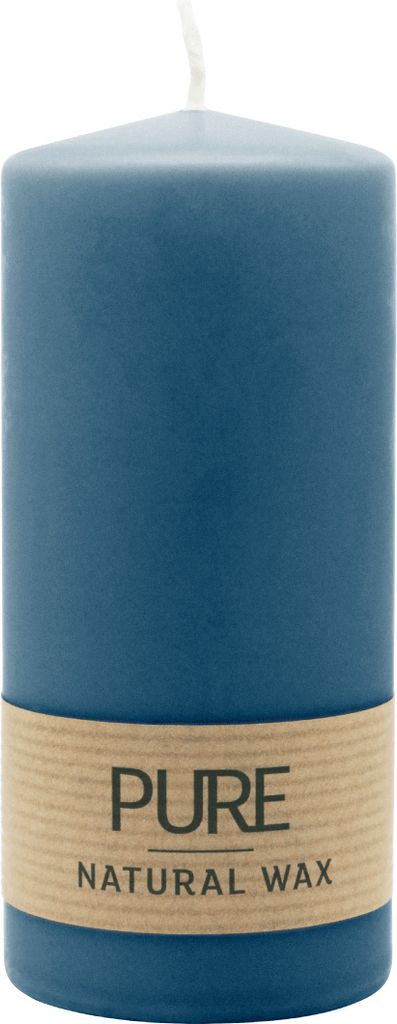 100% PURE, NATURAL WAX, Stumpenkerze, Nachtblau, WENZEL, 130/60 mm, Brenndauer ca. 41h, 100% plastikfrei