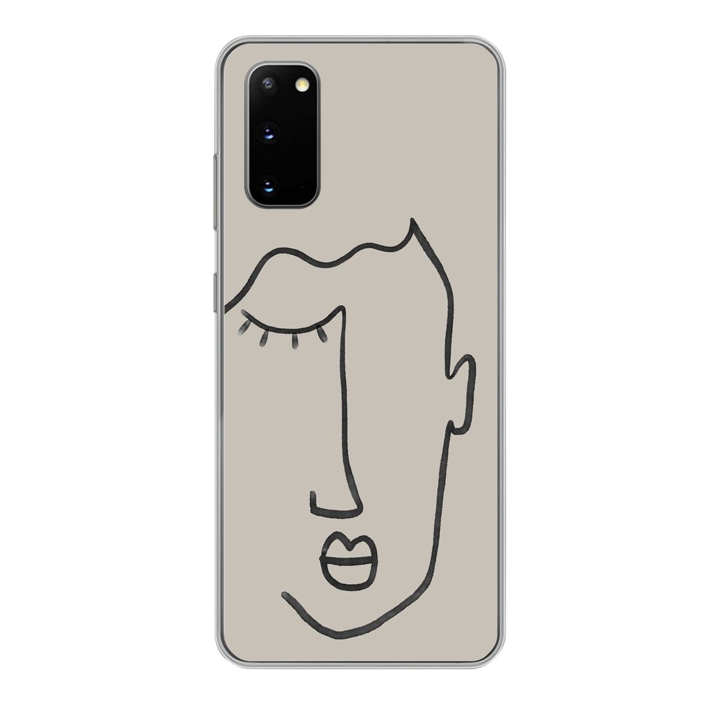 MuchoWow Handyhülle Schutzhülle Hülle für Samsung Galaxy S20 Auge - Abstrakt - Strichzeichnung Silikon Softcase Handy Hülle - Bild