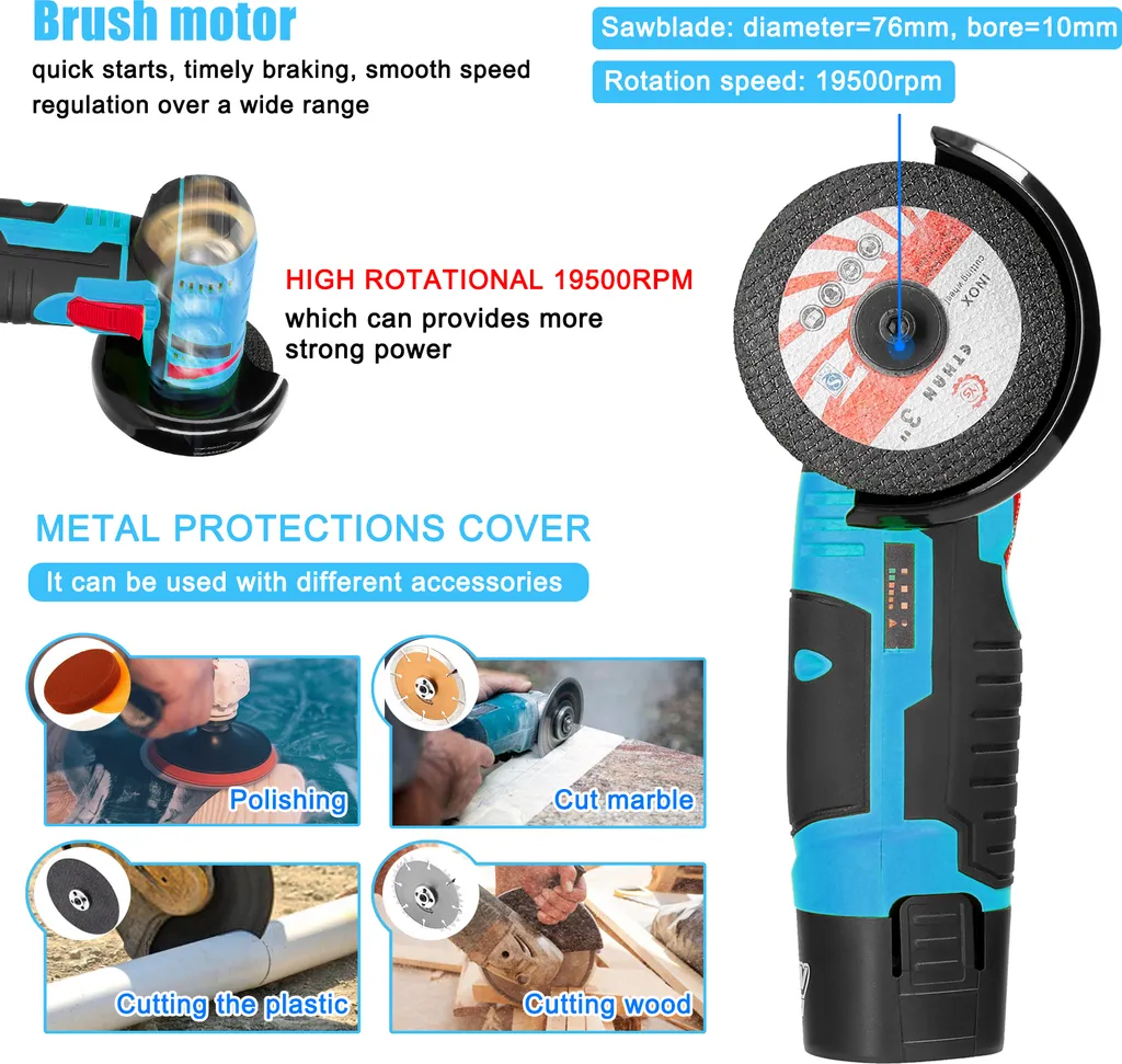 Mini meuleuse pour coupe de carrelage et polissage d'acier de précision