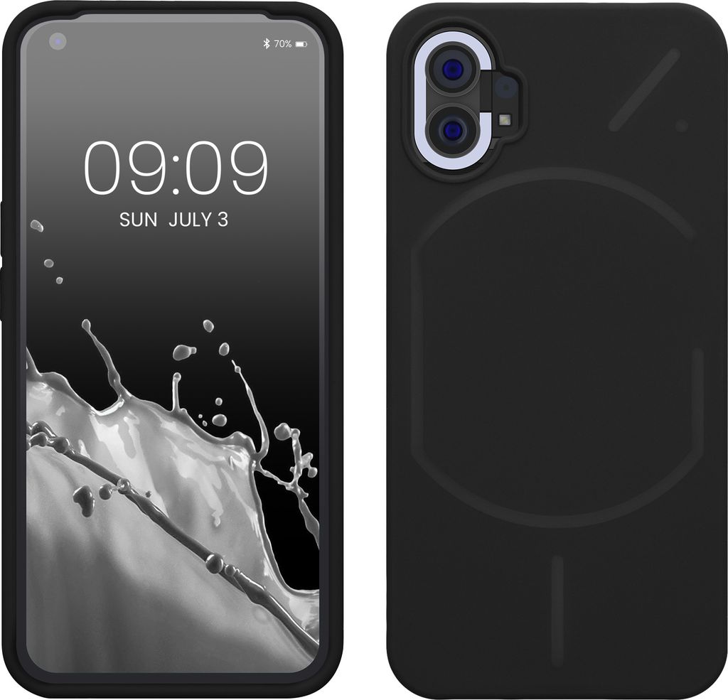 kwmobile Hülle kompatibel mit Nothing Phone (1) Hülle - Silikon Handy Case - Handyhülle weiche Oberfläche - kabelloses Laden - Schwarz