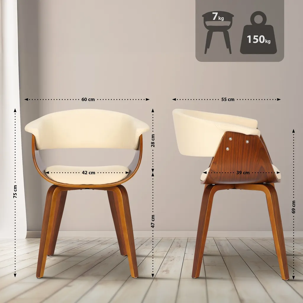 Chaise Bruce Crème : Solution Anti-Taches en Similicuir pour Salle à Manger - 3