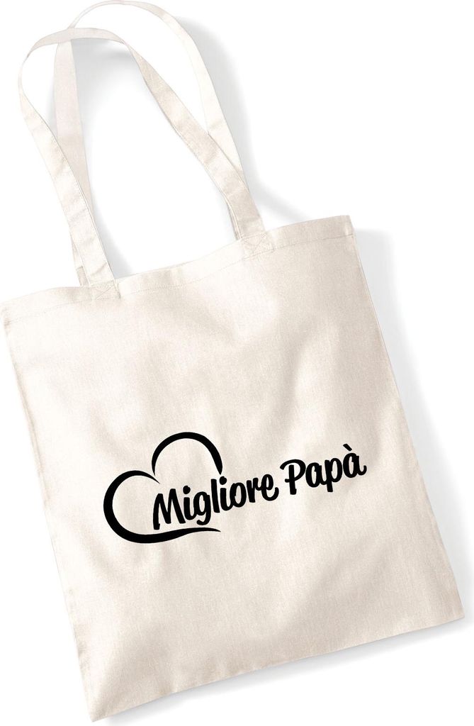 Huuraa Jutebeutel Migliore Papà Cuore 10 Liter Natural Baumwolle Tasche Geschenkidee