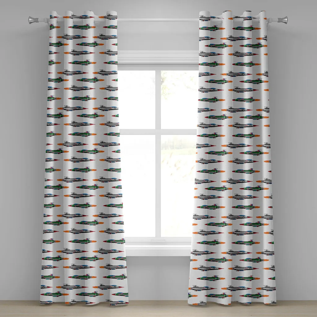 ABAKUHAUS Rideau à œillets Avion Jet Fighters Rocket 280 x 245 cm