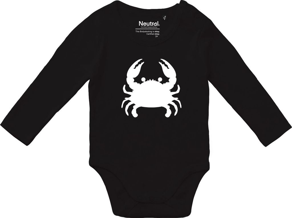 Huuraa Baby Body Krabbe Silhouette Geschenk Größe 62 Black Baumwolle Fairtrade Krabbe Babykleidung