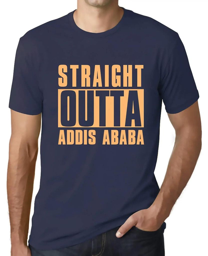 Herren Grafik T-Shirt Direkt aus Addis Abeba – Straight Outta Addis Ababa – Öko-Verantwortlich Vintage Jahrgang Kurzarm Lustige Druck Geburtstag