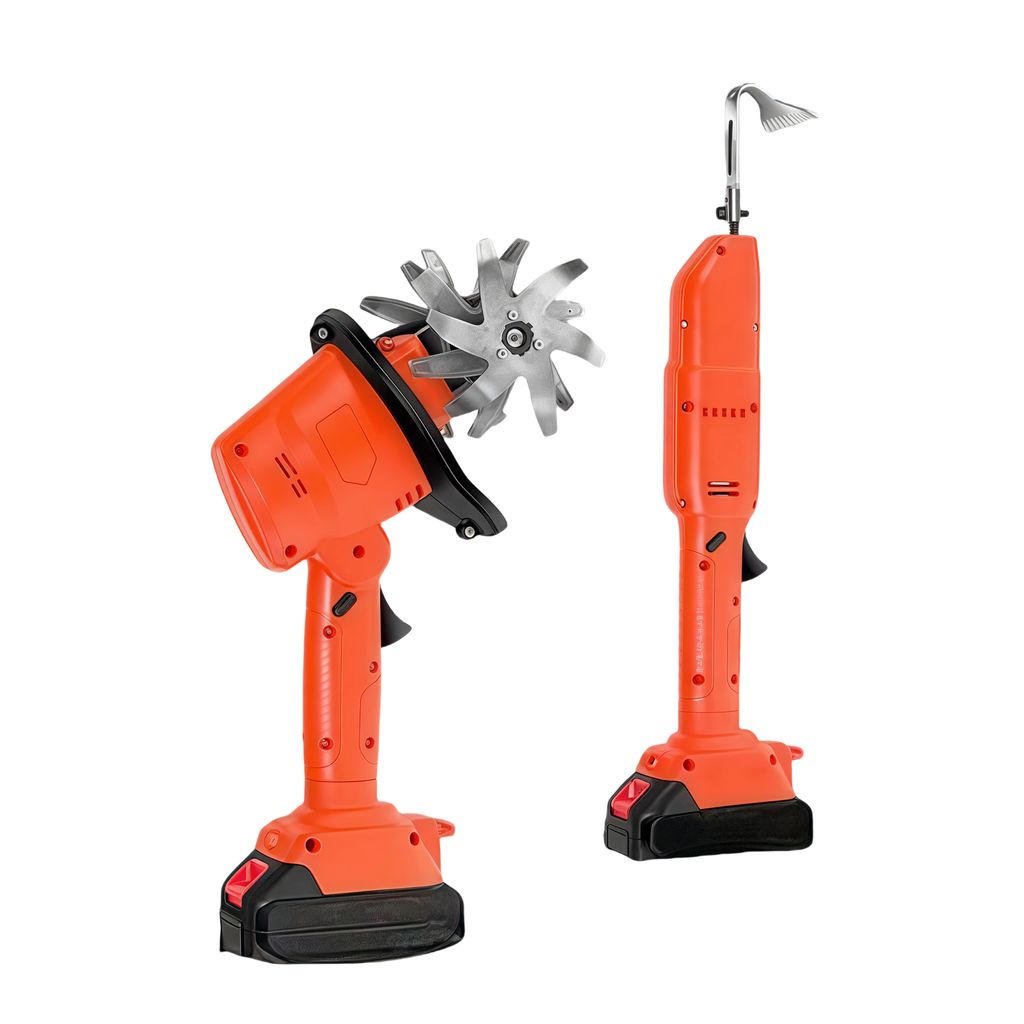 Multifunktionaler Mikro-Tiller-Set, 100mm, elektrische Gartenfräse, 235 U/min, batteriebetriebener Rototiller für Gartenarbeit, 2 Akku und Ladege...