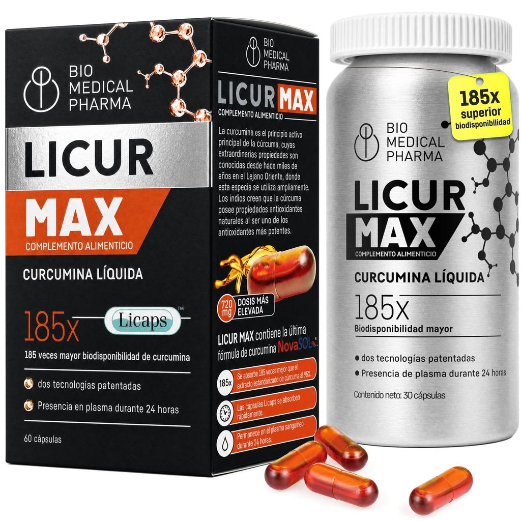 Licur Max curcumina NovaSOL sin D3, 60 cápsulas veganas Imagen del producto 