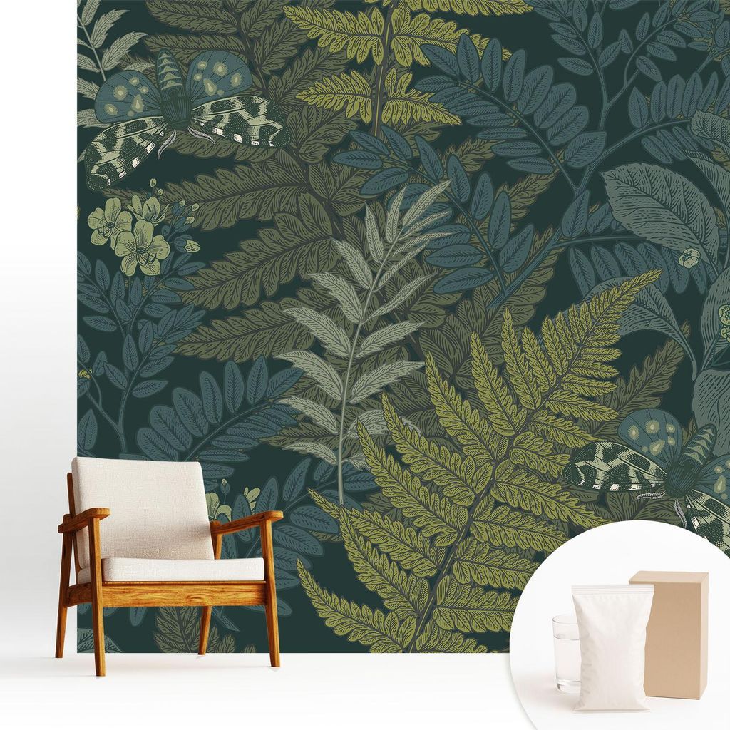 Fototapete - 250x250 cm - Tapete - Wandtapete - Wandbilder - Dekofolie - Tapete Folie - Wand - Dekoration - Wohnzimmer - Grüne Eleganz