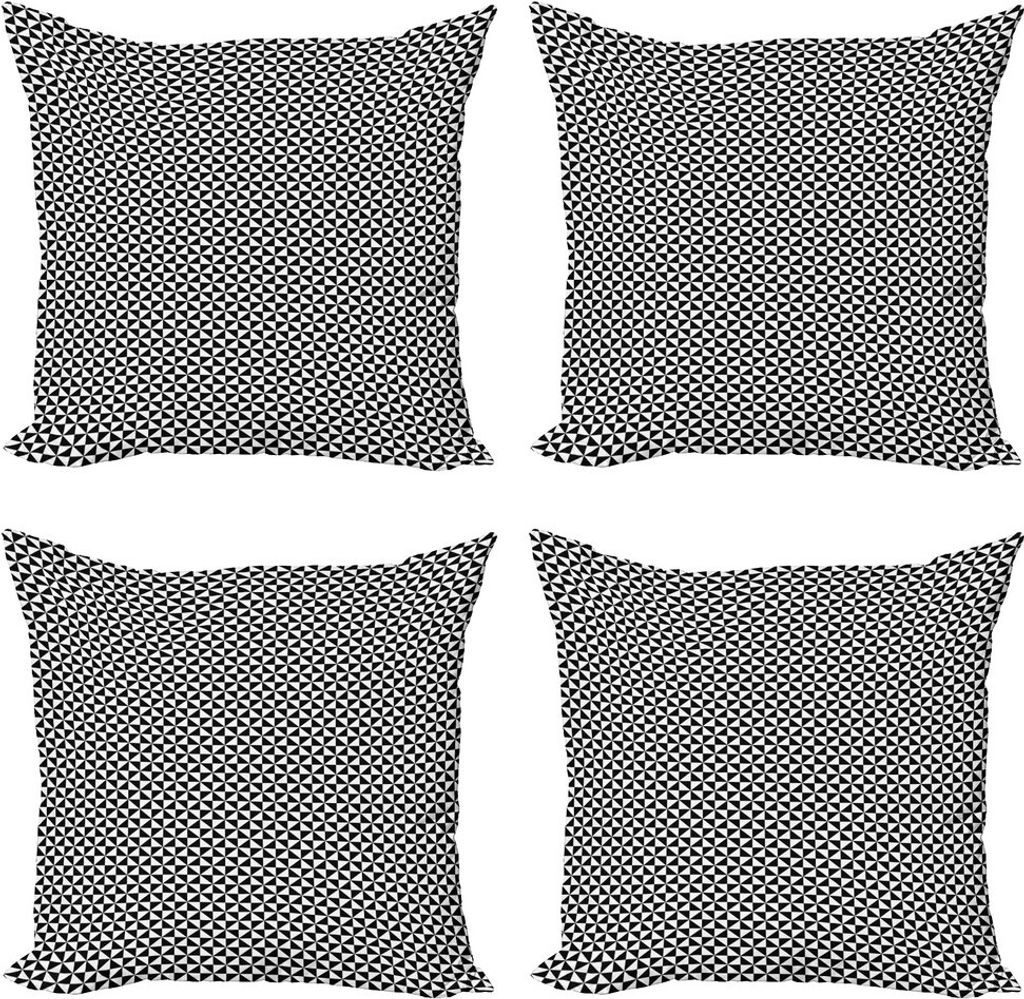 ABAKUHAUS Pinwheel Kissenbezug Set (4 Stück), Triangles Kontrast, Moderner Doppelseitiger Digitaldruck, 50 cm x 50 cm, Schwarz und weiß