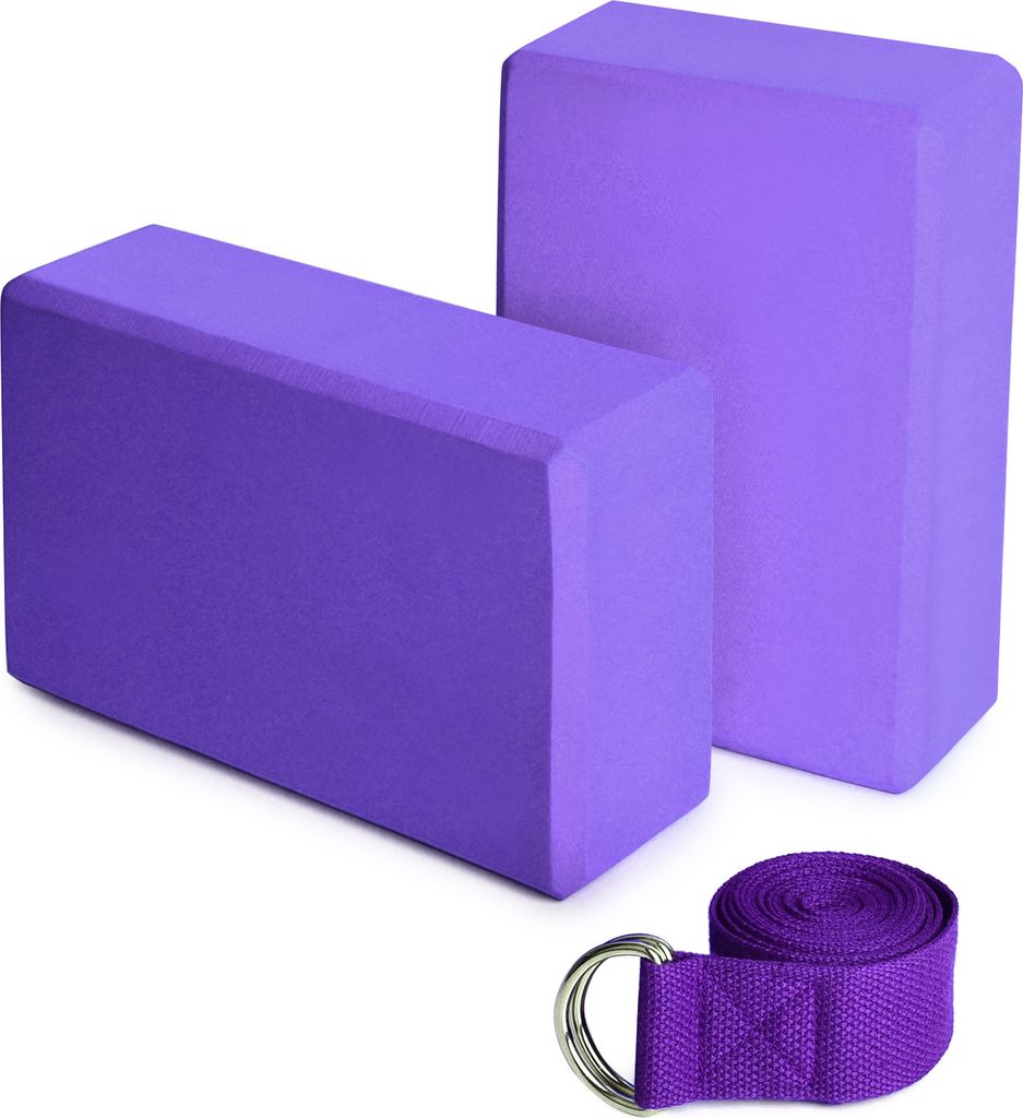 2er EVA Yoga Bloecke 1er Baumwoll Yoga Gurt Stabilitaets Bloecke Yoga Gurt Set fuer Yoga Pilates Meditation