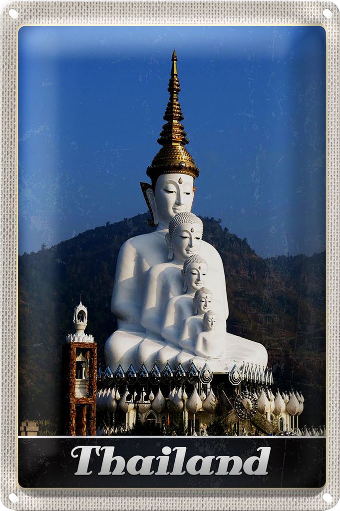 Blechschild Reise 20x30cm Thailand Natur Wald Tempel Gott