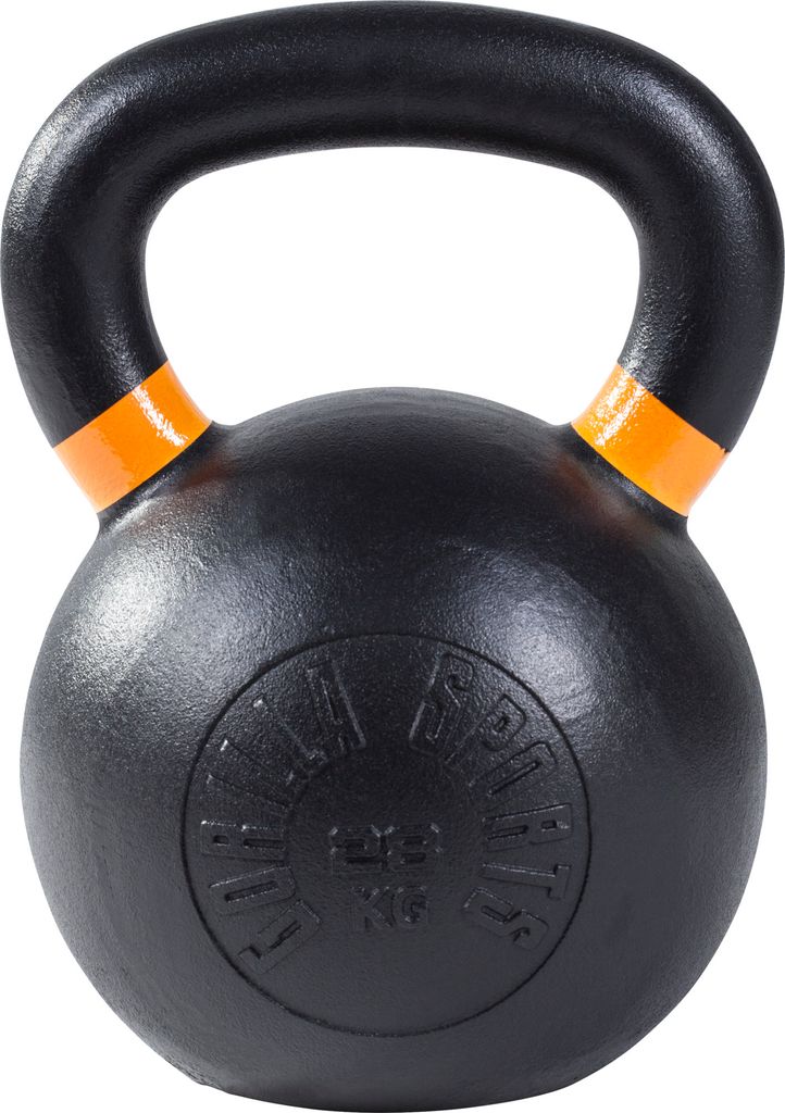 GORILLA SPORTS Kettlebell - 28kg Gewichte, Gusseisen, Schwarz mit Farbmarkierungen - Kugelhantel, Kugelgewicht, Schwunghantel, Krafttraining Gewi...