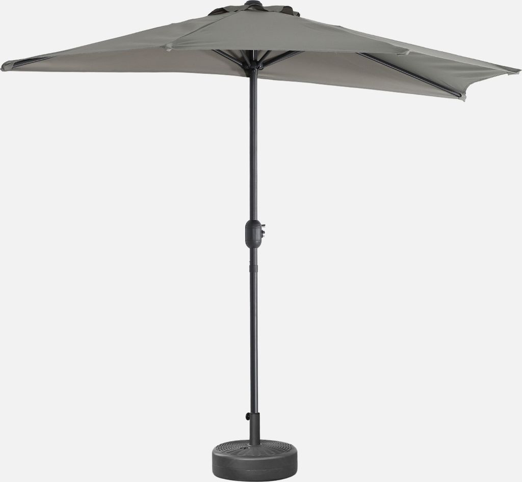 sweeek - Halber Sonnenschirm für Balkon 2,5 m mit zentralem Produktbild 