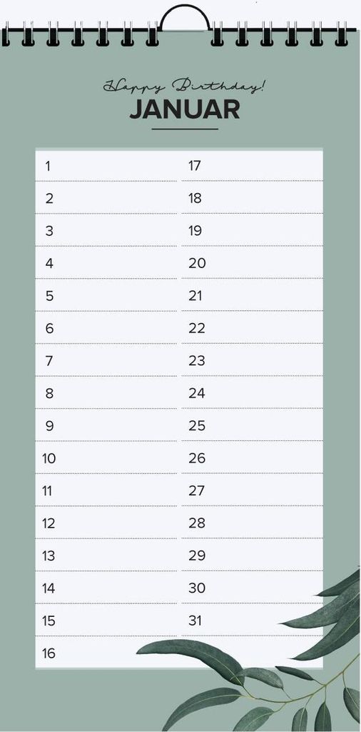 Geburtstagskalender: Ein Wandschmuck für Designliebhaber:Ein dekorativer Geburstagskalender, ohne Jahreszahl
