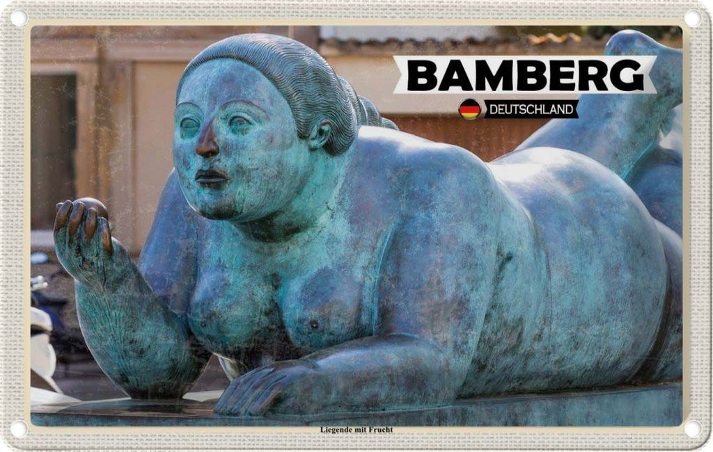 vianmo Blechschild 12x18 cm Bamberg Liegende mit Frucht Bildmotiv Reisemotiv Abenteuer Reisen