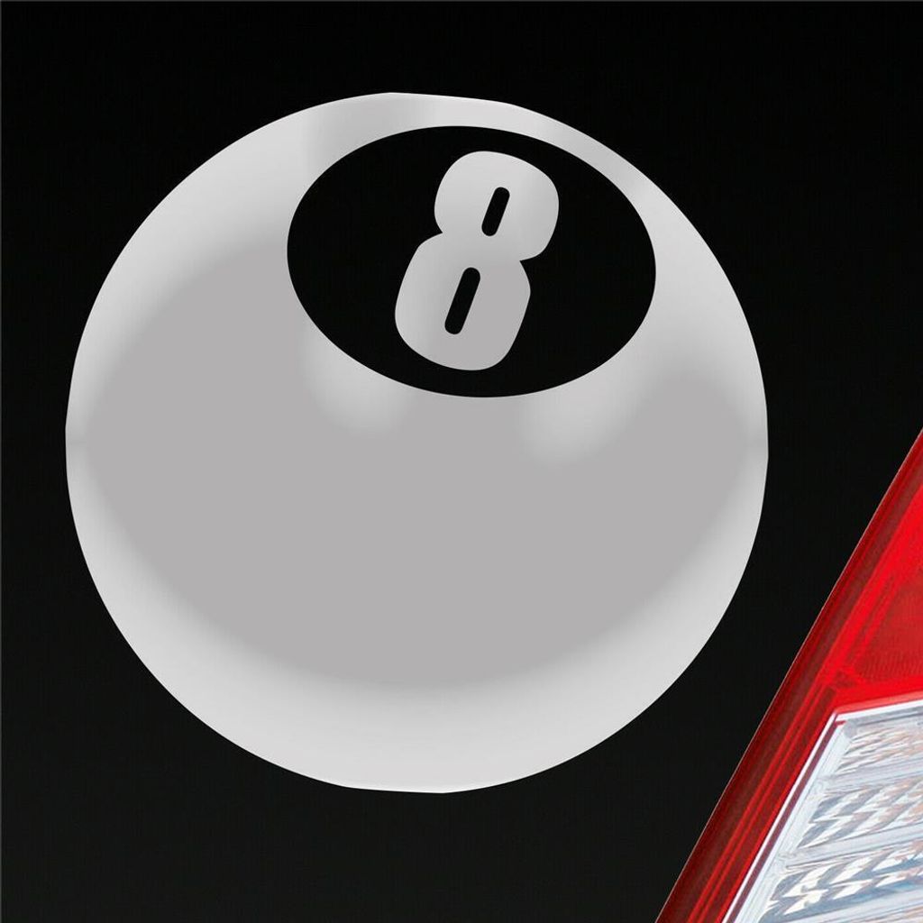 Auto Aufkleber Billard Kugel Ball Nummer 8 schwarze Acht 10x10 cm Silber Sticker Heckscheibenaufkleber