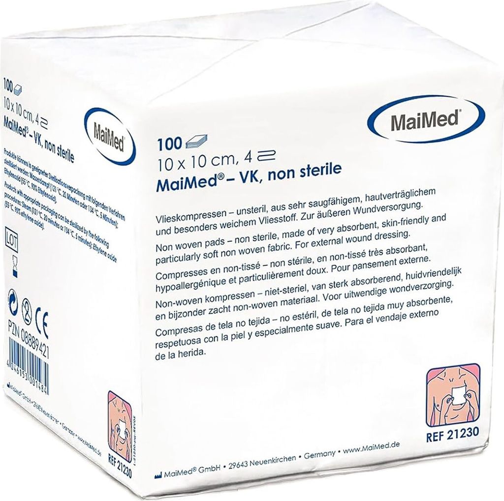 Vlieskompressen Kompressen unsteril 10x10cm 100 Stück, Produktbild 