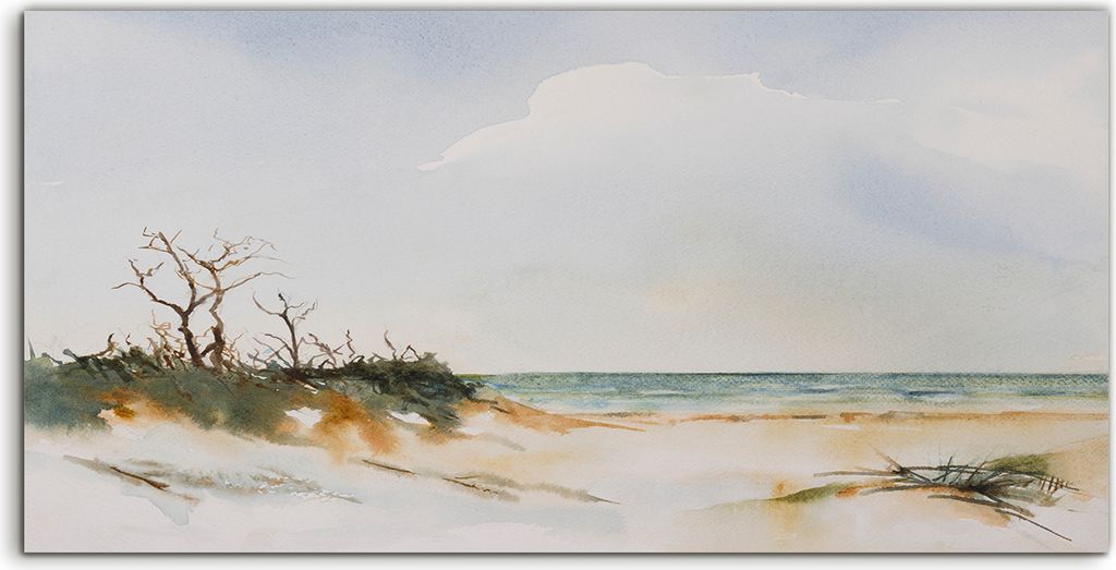 Coloray - Glasbild - 100x50 cm - Wandbild - Glasbilder - Original Aquarell Strand Landschaft