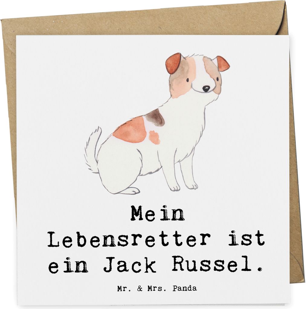 Mr. & Mrs. Panda Deluxe Karte Jack Russel Terrier Lebensretter - Weiß - Geschenk, Klappkarte, doppelkarte, faltkarte, Glückwunschkarte, anlasskar...