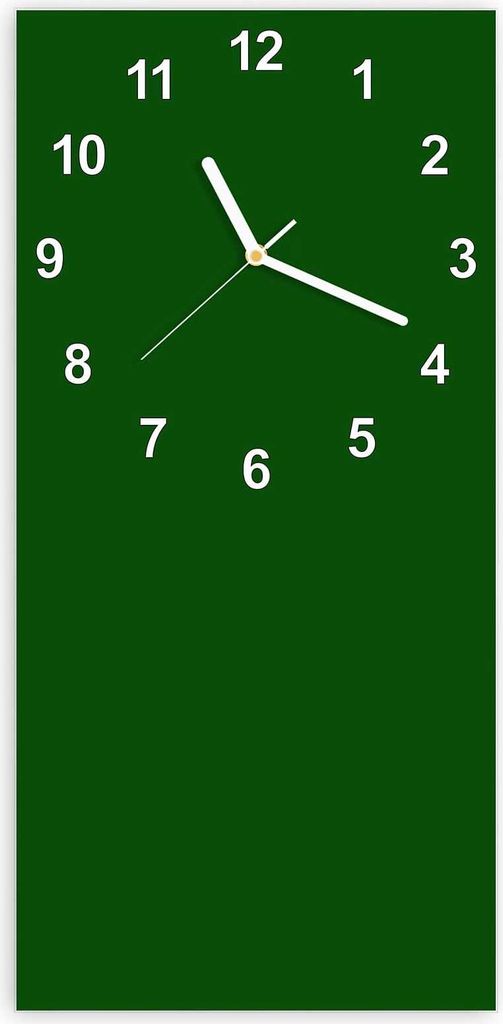 Wanduhr aus Glas mit Motiv Dunkelgrüner Hintergrund I- 30 x 60 cm - inkl. Aufhängesystem