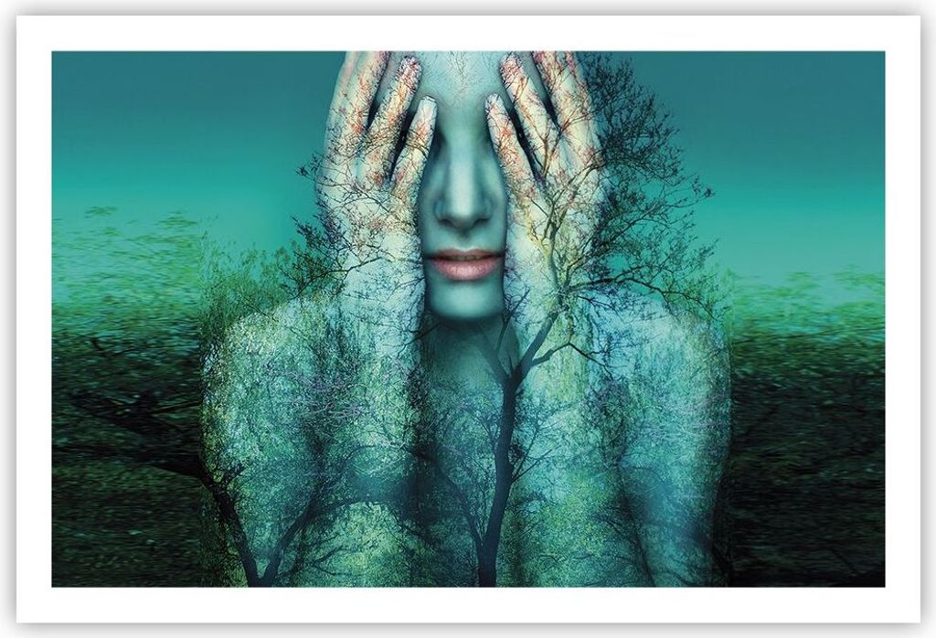Poster - Poster ohne Rahmen - Frau Natur Grafik - 91,5x61 cm - Wand Bild - Wanddeko - Wandbilder - Kunstposter - Wandposter - Bilder - Kunstdruck -...
