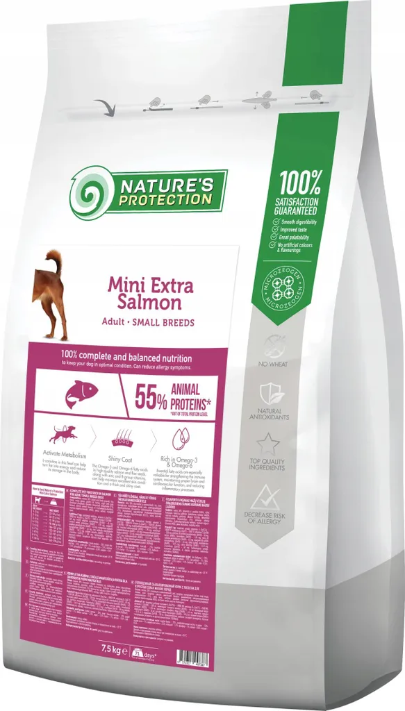 Stop aux allergies : Croquettes Saumon Nature's Protection Mini 7,5kg