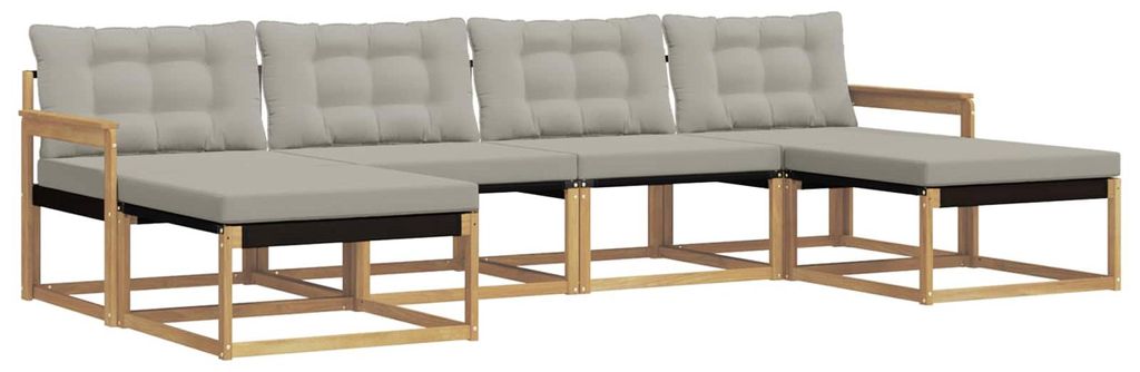 vidaXL Outdoor-Sofagarnitur mit Kissen 6 pcs Weiß und Hellgrau