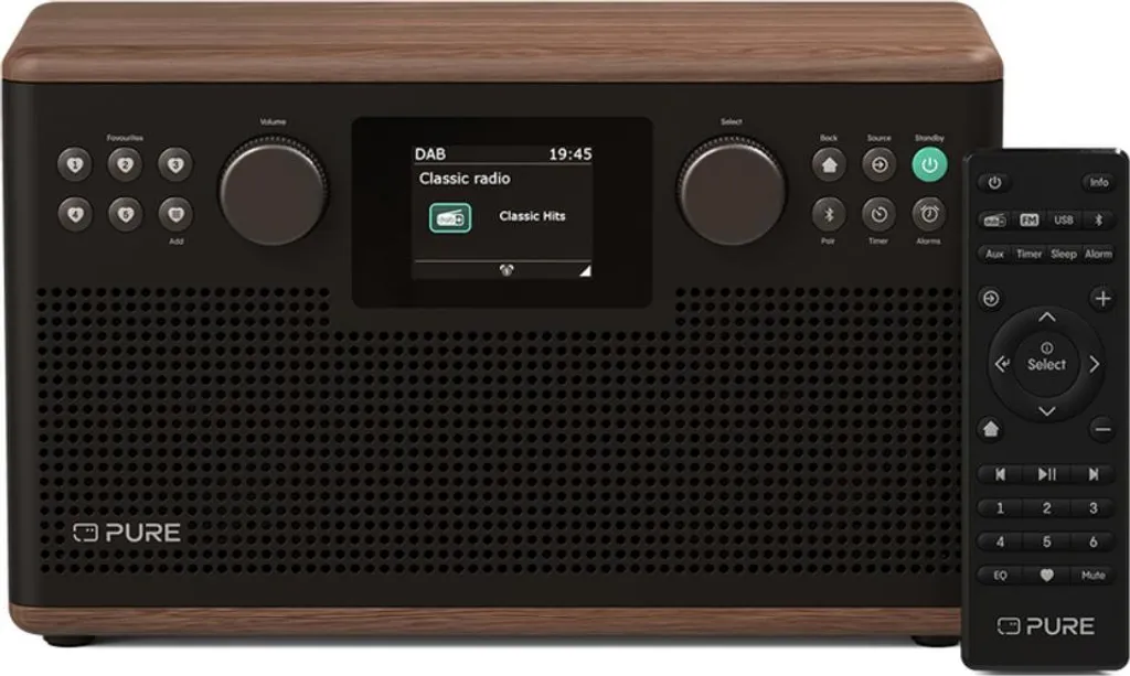 Radio de Salon Bluetooth Pure Classic H6 Café Noyer pour Musique et Infos