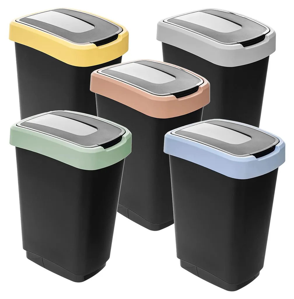 Poubelle 25L Tri Sélectif - Ensemble de 5 Bacs à Déchets avec Clapets