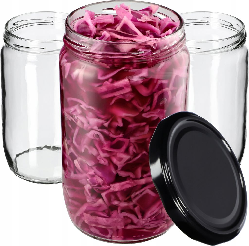 KADAX Einmachgläser mit Deckel "Niva", Marmeladengläser, Einweckgläser, 720 ml, Schwarz, 48 Stück
