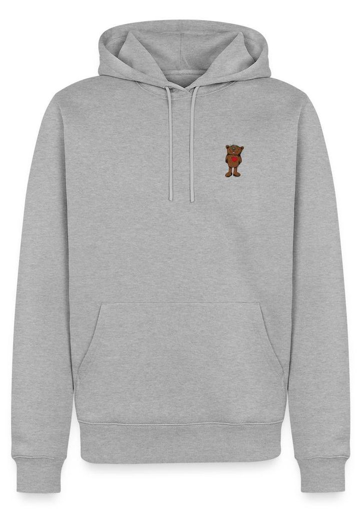 Spreadshirt Janosch Kleiner Bär Stick Herren Premium Hoodie, M, Grau meliert