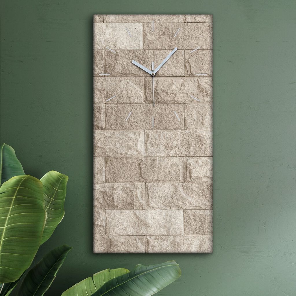 Wohnzimmer Leinwand Uhr Geräuschlos Küche 30x60 Ziegel, Motive, Wand, Textur, weiße Zeiger