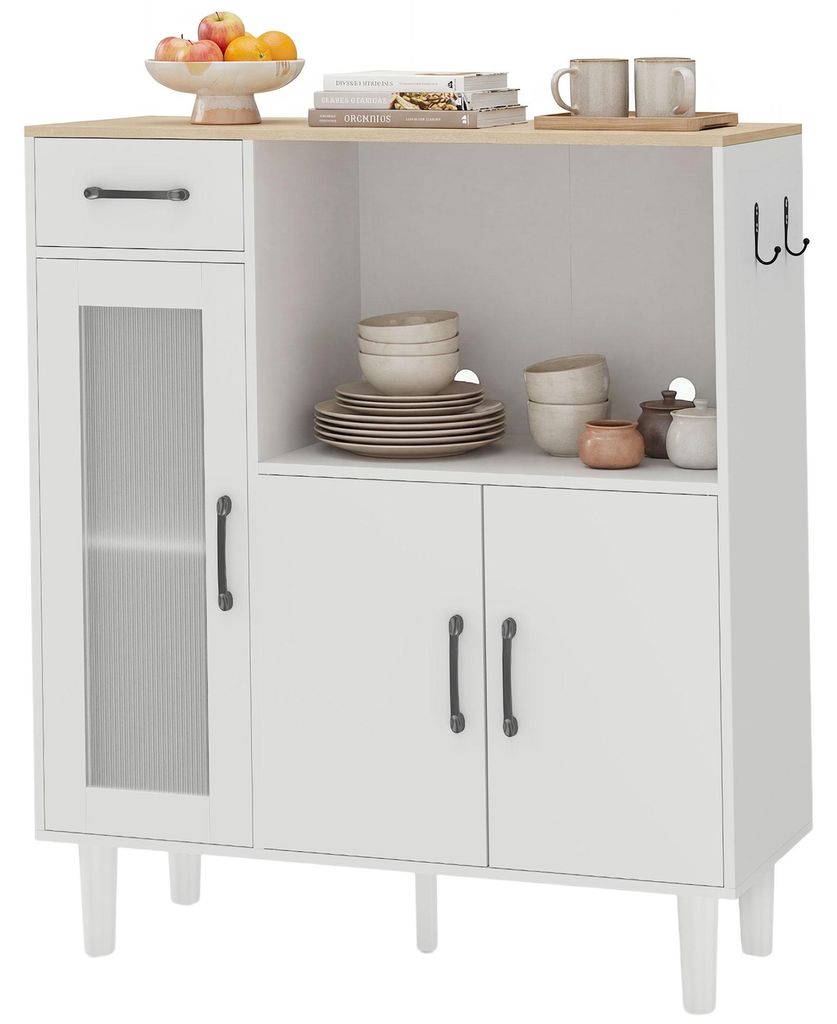 HOMCOM dressoir/keukenmeubel met lade, 2 kastjes, open vak Productafbeelding 