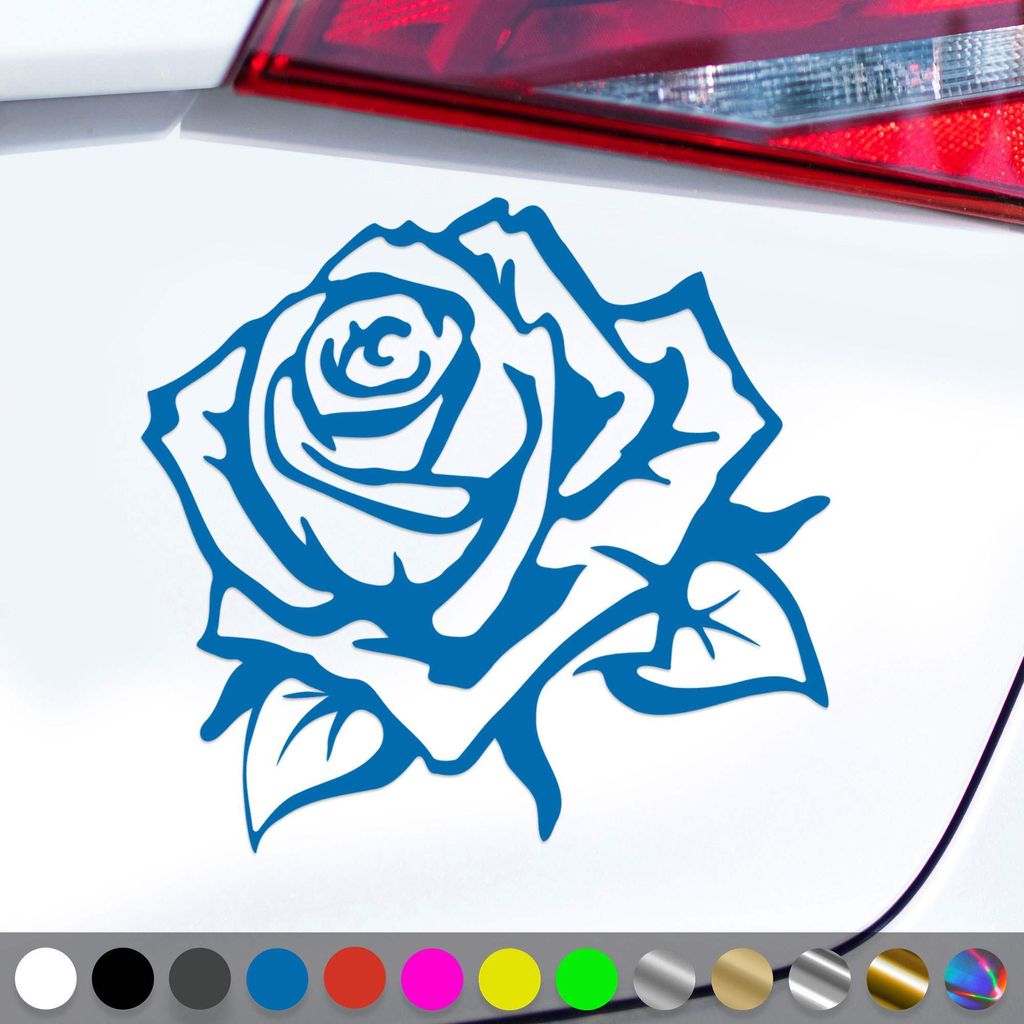 PantherPixel Rose Aufkleber Blumen Kletterrosen Pfingstrosen Sticker Auto Geschenkidee Farbe Blau