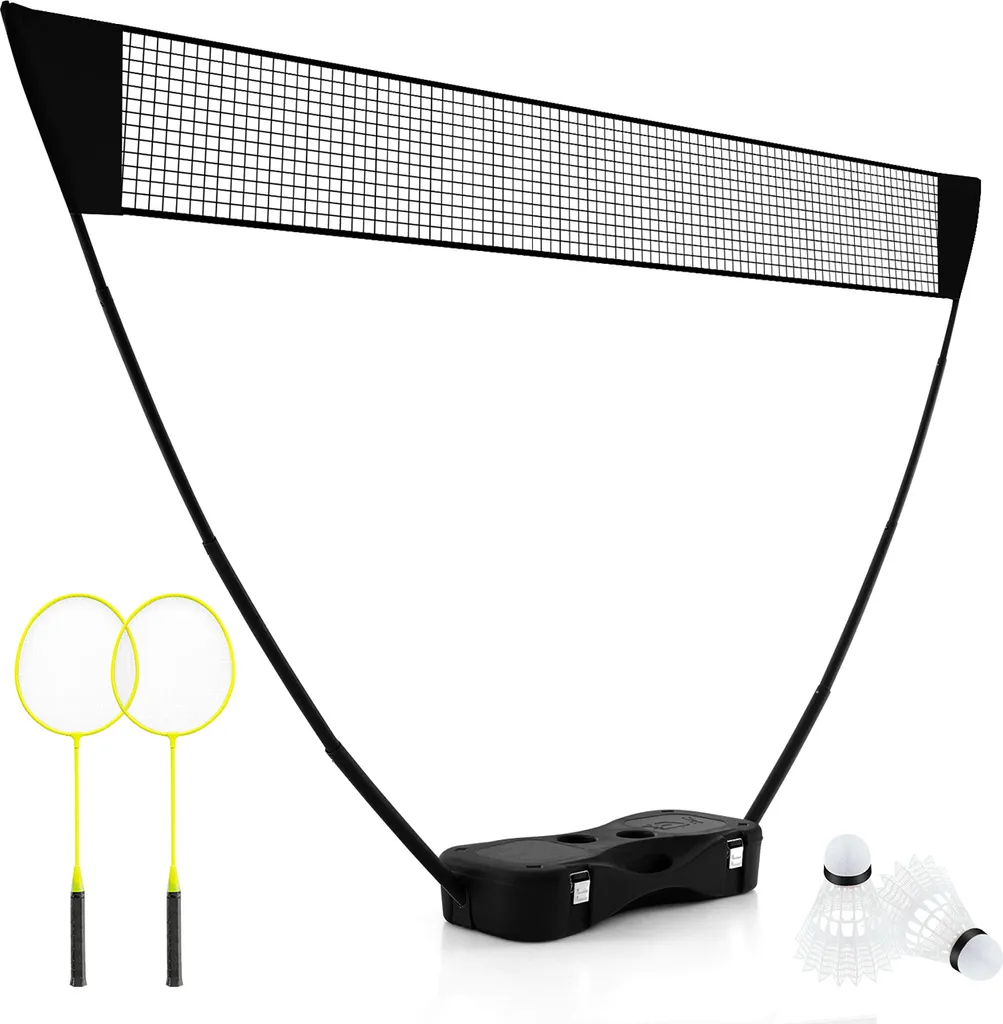 Jeu de Badminton Portable avec Filet Télescopique et Boîte de Transport