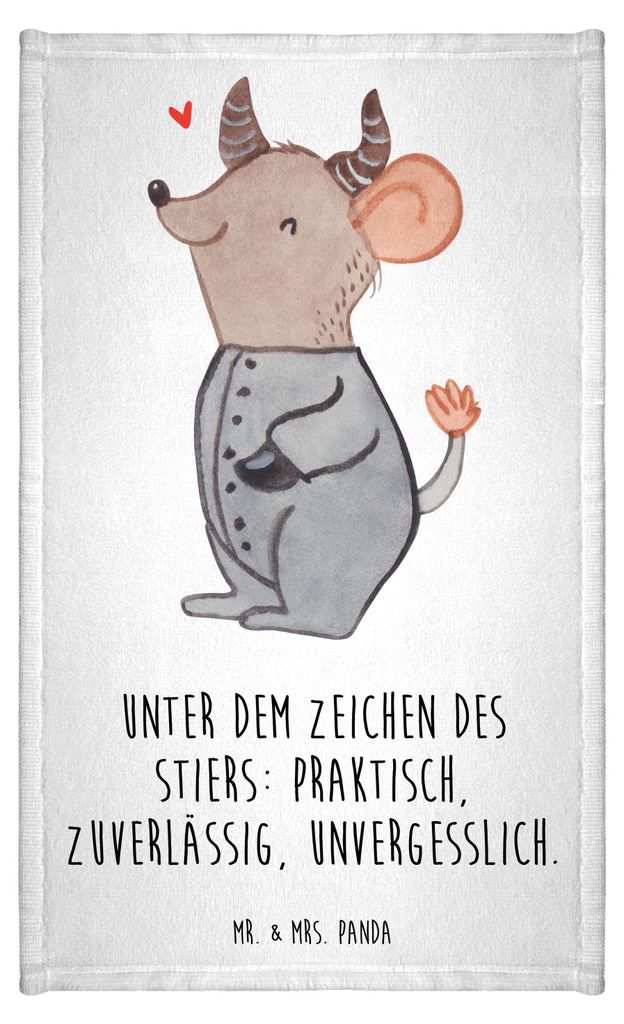 Mr. & Mrs. Panda Handtuch Stier Astrologie - Weiß - Geschenk, Geburtstagsgeschenk, Tierkreiszeichen, Gäste-WC, Klein, badezimmer, Sternzeichen, F...