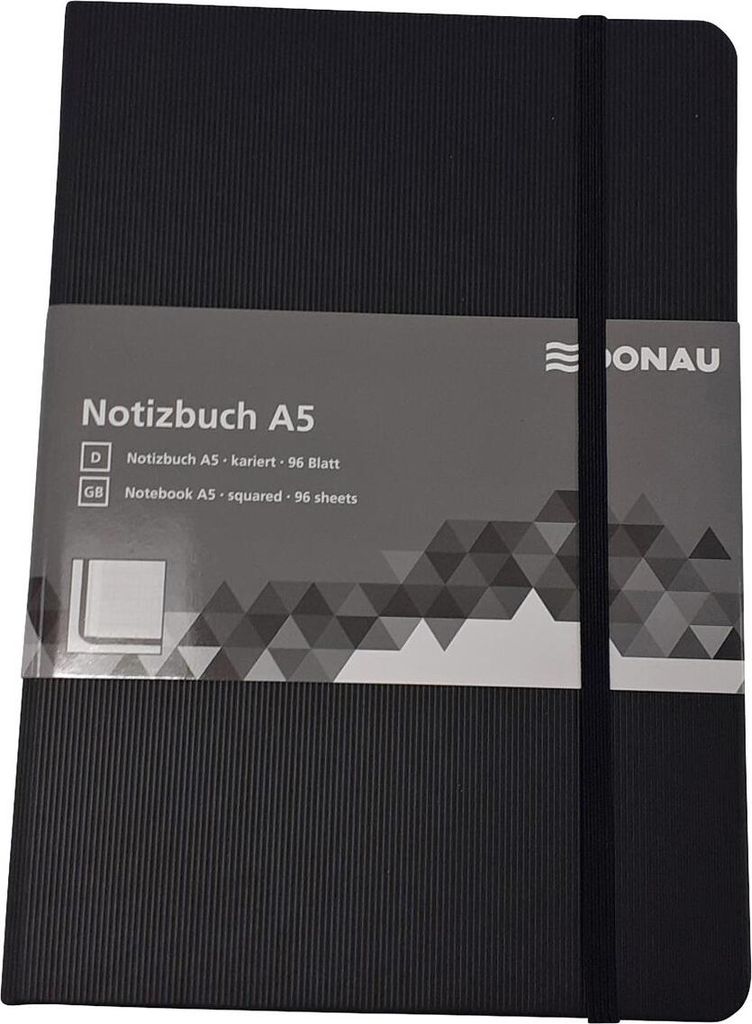 DONAU 1345200-01 Notizbuch, A5, 80g/m², 96 Blatt, Hardcover, kariert